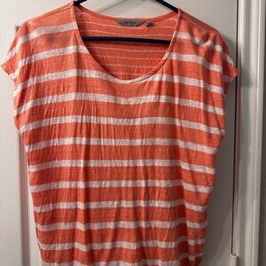 Striped coral and White Women's Top